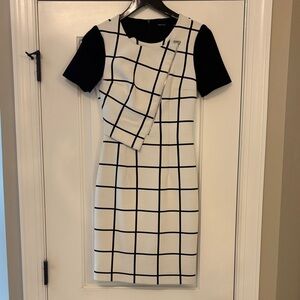 Karen Millen Black and White Grid Mini Dress